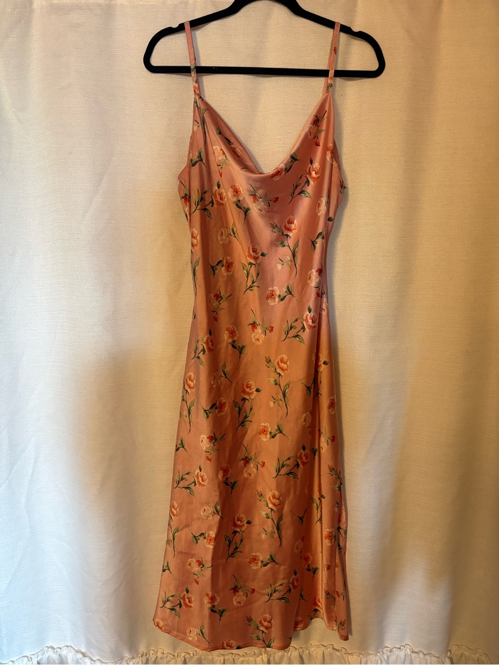 Inspired Hearts Blush Pink Floral Slip Dress with Green Leaf Print